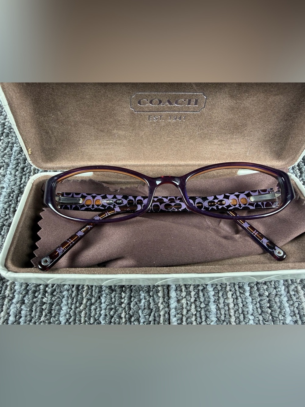 Coach Purple Signature Pattern Women's Eyeglass Frames- No lenses